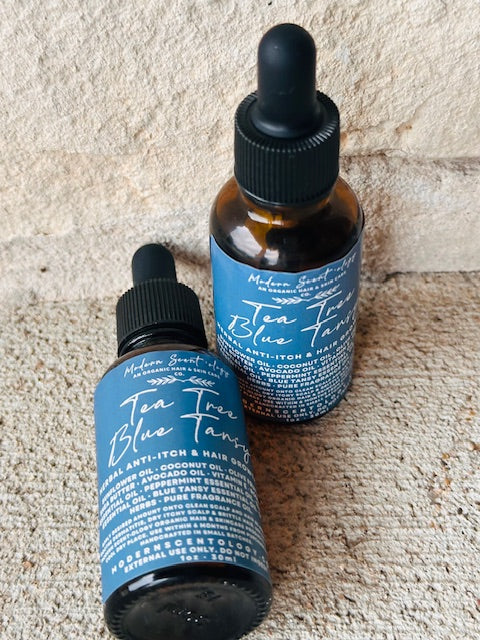 TEA TREE · BLUE TANSY Anti Itch & Growth Oil