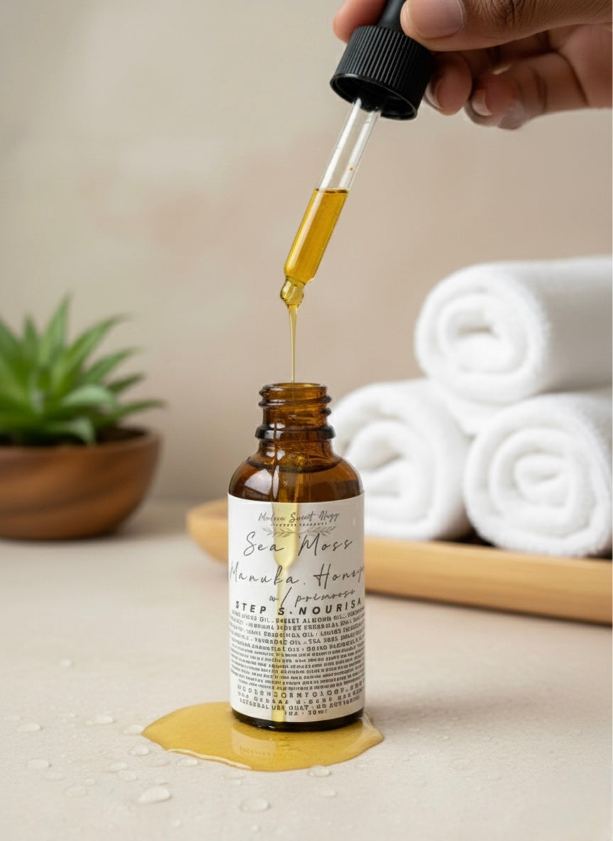 Modern Scentology Vcare System oil displayed on a neutral background, featuring an all-natural feminine care set with coordinating bottles and jars designed for gentle daily cleansing, soothing hydration, and intimate skin wellness.